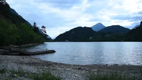 Static shot of a pier on a lake Stock Footage 147548250