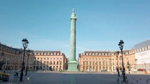 Static shot of Place Vendome square in Paris with sky for copyspace Stock Footage 131214939