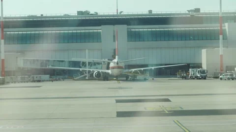 Static shot plane standing by Stock Footage 220058930