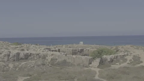 Static shot of raw log footage of ancient ruins and sea in paphos cyprus Stock Footage 336639033