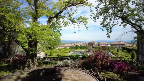 Static shot, the renaissance parterre at Villa Lante in Bagnaia, Viterbo Stock Footage 160403156