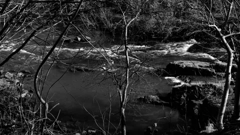 Static shot of river flowing over rocks Video stock 171801075