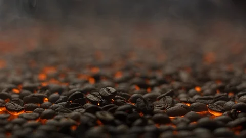 Static shot of roasting coffe beans with steam Stock Footage 129493361