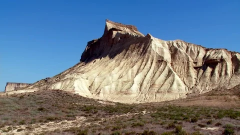 Static shot of rock formations - Bardenas Riales Natural Park, Navarre, Spain Stock Footage 74602083