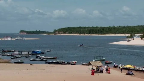 Static shot of sandy beaches at Alter do Chao, Para state, Brazil 스톡 동영상 76926430