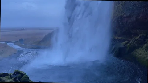 Static Shot of Seljalandsfoss Waterfall Base in Winter, Iceland. Stock Footage 327672961
