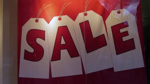 Static shot of a shop window with a big sale sign Video stock 45844858
