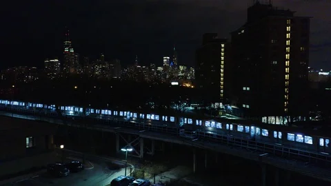 Static Shot of Subway Train Passing frame on Cold Winter Night 스톡 동영상 121461823