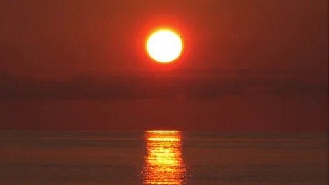 Static Shot of Sun Setting over the Caribbean Sea Stock Footage 82878518