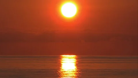 Static shot of Sun Setting over the Caribbean Sea Stock Footage 82878671