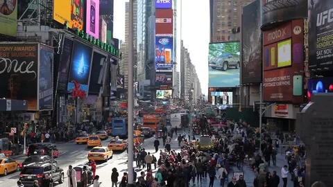 A static shot of Times Square Stock Footage 87341246