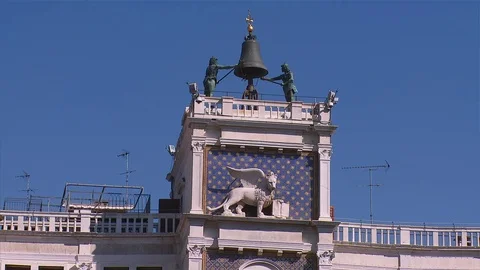 Static shot of the top of the Astrological Clock Tower, Venice, Stock Footage 74550853