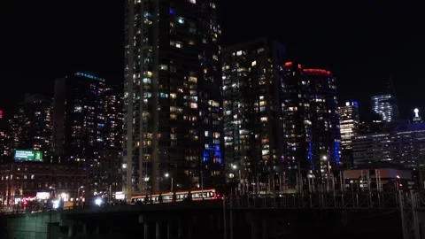 Static shot of Toronto downtown at night Stock Footage 252328449