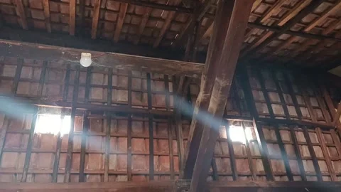 Static Shot of Traditional Javanese House Wooden Roof Structure Видео 346153595