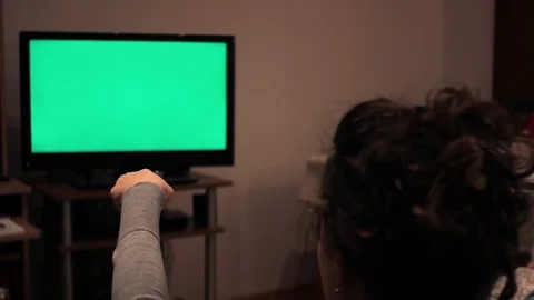 A static shot of a TV green screen channels changing   Stock Footage 85570949