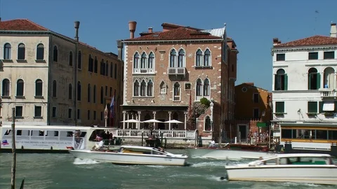 Static shot of Venetian Gothic Palaces, Grand Canal, Venice,  Italy Stock Footage 74340518