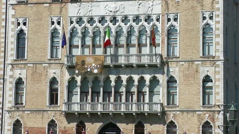 Static shot of Venetian Gothic Palaces, Grand Canal, Venice,  Italy Stock Footage 74341148