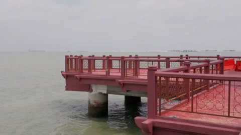 Static Shot of Viewing Platform Over the Malacca Strait Stock Footage 345547315