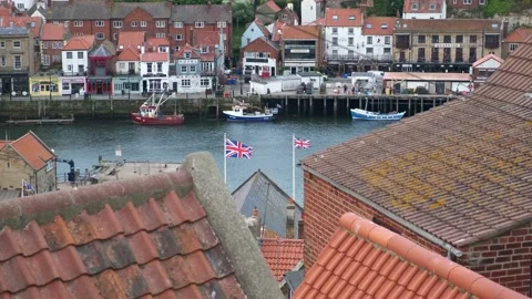 Static shot of Whitby on the river Esk on the North Yorkshire coast Stock Footage 197517984