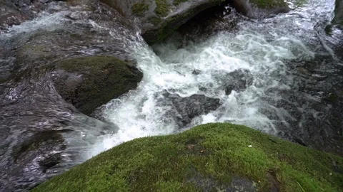 Static slow-mo of a mountain stream Stock Footage 112146794