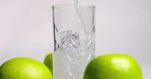 Static slow motion shot from a nice glass which is filled with a delicious Stock Footage 250249404