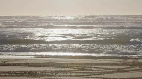 Static Slow motion shot of ocean waves at Pismo Beach California 스톡 동영상 227529251