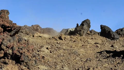 Static slow-motion shot of rock crashing and exploding into pieces Stock Footage 142769091