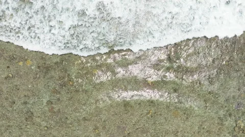 Static Slow Motion of Waves Spreading Whitewash Over Clear Water, Rarotonga Stock Footage 299282289