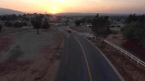 Static Sunset / Sunrise Over Small Town Stock Footage 167249122