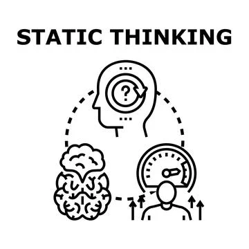 Static thinking limiting brain creativity and performance Stock Illustration