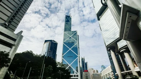 Static time lapse of Bank Of China, Hong Kong Stock Footage 86889804