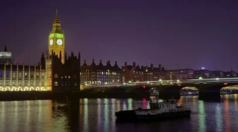 Static, time-lapse of Big Ben at night Vídeo Stock 41515034