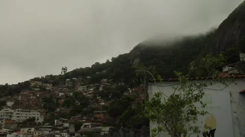 Static time lapse shot of the clouds over the favelas in Buenos Aires Stock Footage 160280704