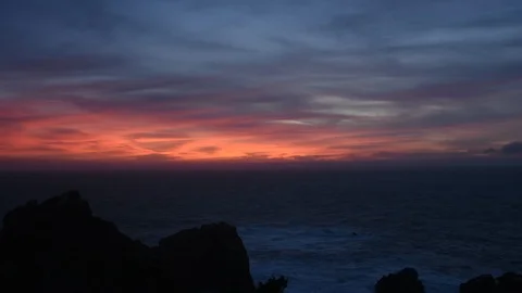STATIC TIME LAPSE SUNSET OCEAN CARMEL CALIFORNIA  Video stock 86607316