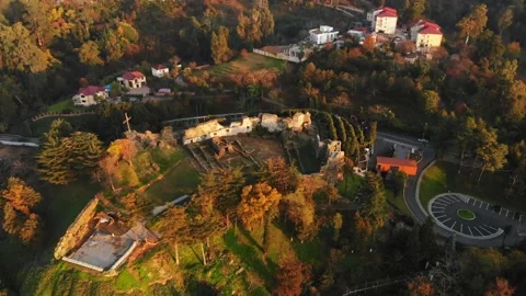 Static top down aerial view historic Petra fortress in Batumi, Georgia Stock Footage 166103014