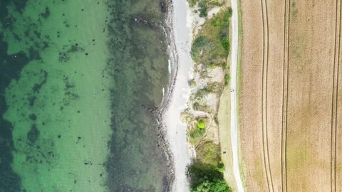 Static top down shot of the baltic sea coast Stock Footage 242765530