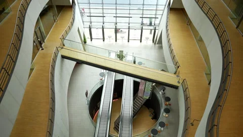 Static top down view of the Royal Danish Library interior without people Stock Footage 254458733