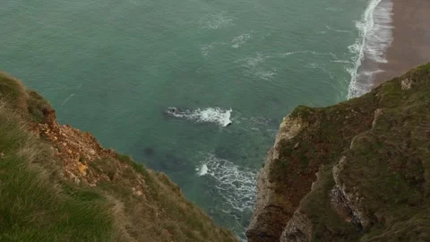 Static top view of Etretat cliffs and coastline Stock Footage 333989632