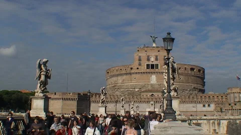 Static total shot of Castel Sant'Angelo, Rome, Italy Stock Footage 949229