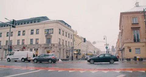 Static Traffic in Warsaw, Poland (4K) Stock Footage 101293567