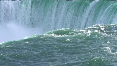 Static tri pod close up of the impressive and massive water fall Niagara Falls Stock Footage 81673652