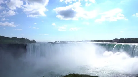 Static tri pod wide angle shot of the epic water fall Niagara Falls  Stock Footage 81673591