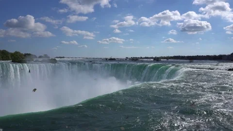 Static tripod shot of the impressive and massive water fall shot Niagara Falls Stock Footage 81673697