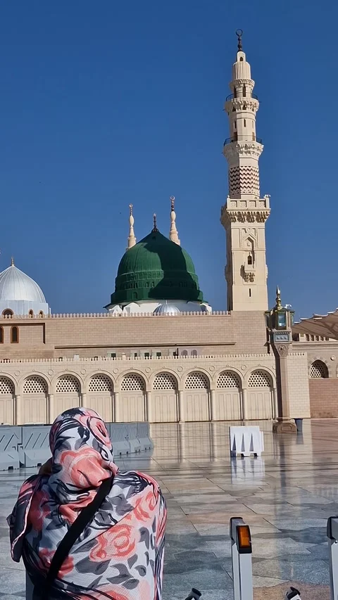 Static vertical back shot view of an unidentified muslim woman wearing hijab Stock-Footage 315337306