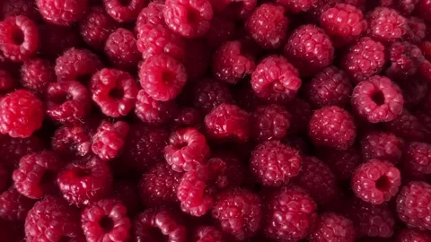 Static video of beautiful red raspberries Stock Footage 313006229