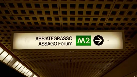 Static view of Abbiategrasso metro signage of Milan underground. Green Stock Footage 155470022