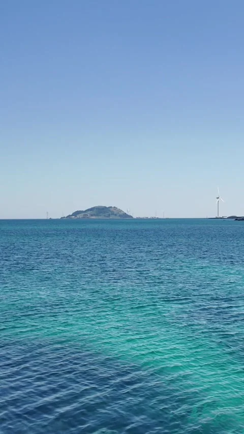 Static View of Biyangdo Island and Offshore Wind Turbine from Panpo P Video stock 335610481