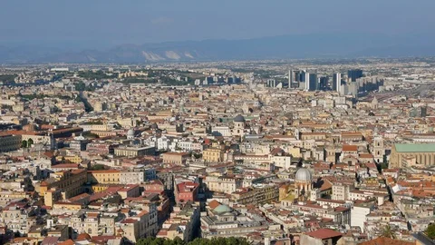 Static view on buildings in Naples city on sunset Stock Footage 120590747