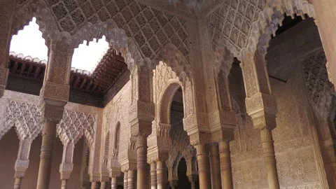 Static View of Columns Inside Nasrid Palace in Granada Stock Footage 336025206