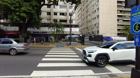 A static view of a crosswalk in Chacao on a sunny day, Caracas, Venezuela Stock Footage 332431892